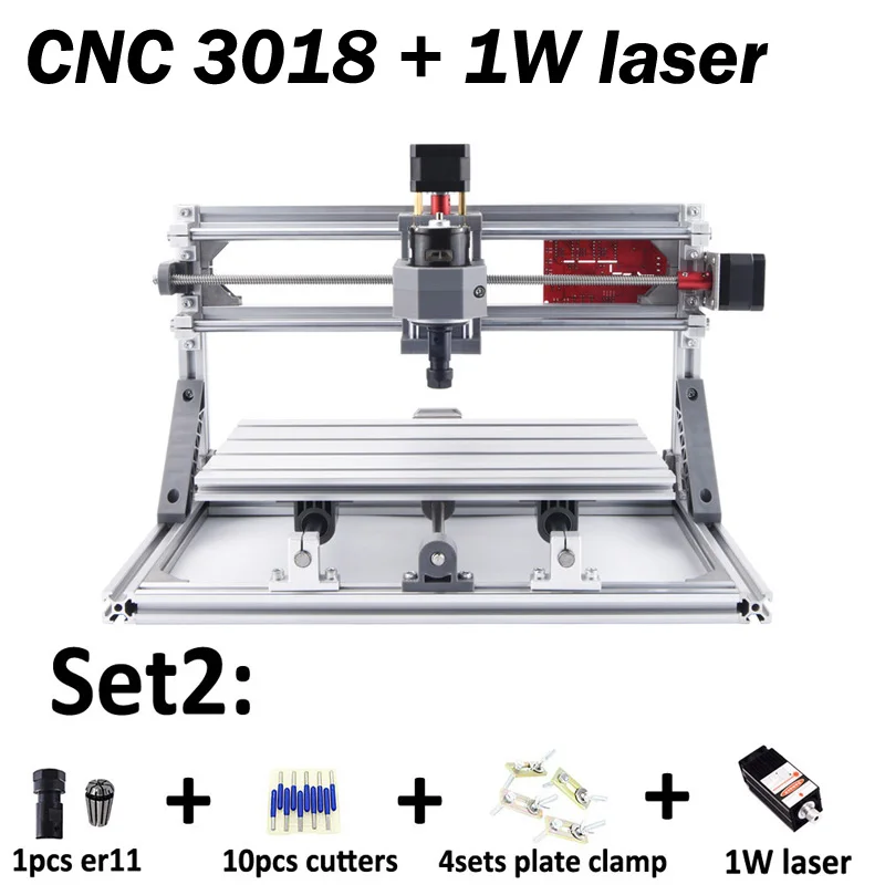 3018 with 1000MW CNC3018PRO с ER11, мини лазерная гравировальная машина, CNC3018 Pcb фрезерный станок, деревянный маршрутизатор, лазерная гравировка, cnc 3018, лучшая игрушка - Цвет: 3018 with 1000MW