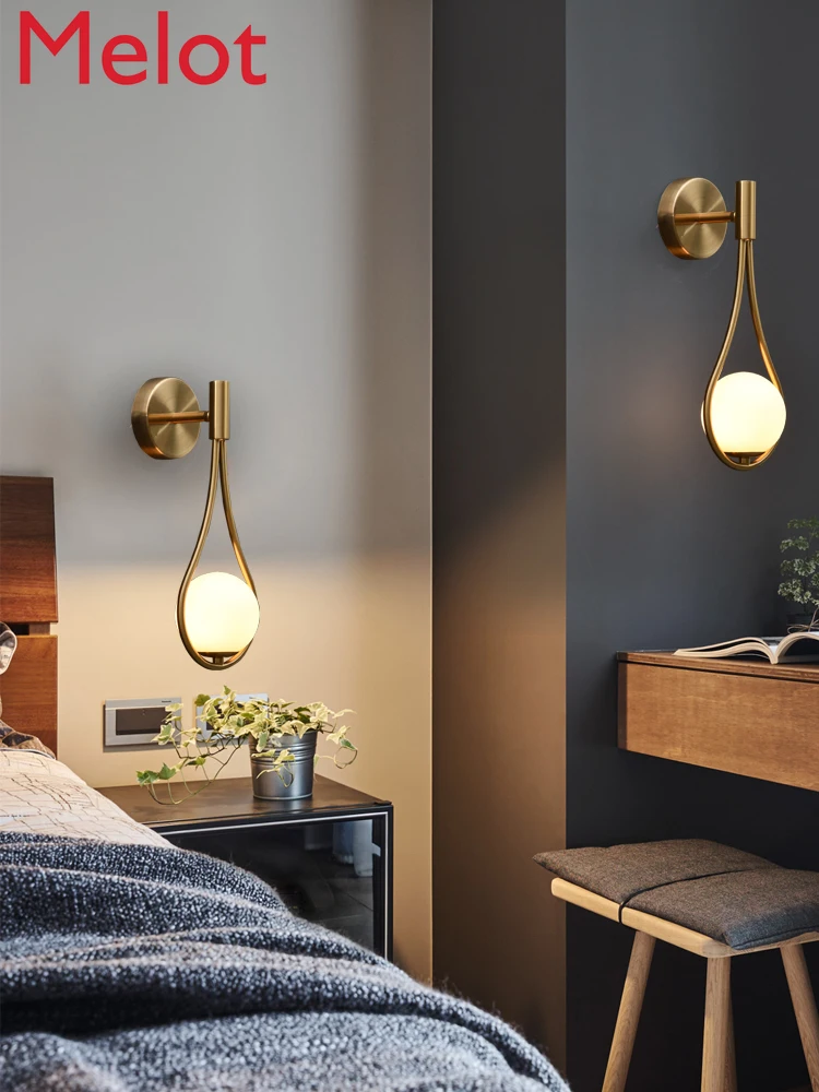 

Water Drop Modeling Lamp Nordic Light Luxury Wall Lamp Ball Bedroom Bedside Lamp Net Red Hotel Room Wall Lamp Avant-garde Art