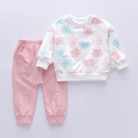 bear learder baby girl clothes set cotton toddler kids child cat catoon sweatshirt tops pants 2pcs suits fall autumn costume