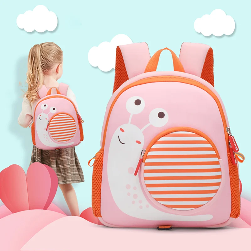 

Cute Pink Snail School Bags for Girls Fashion Animals Desin Children Kids School Backpacks Waterproof Schoolbag Cartoon Bags