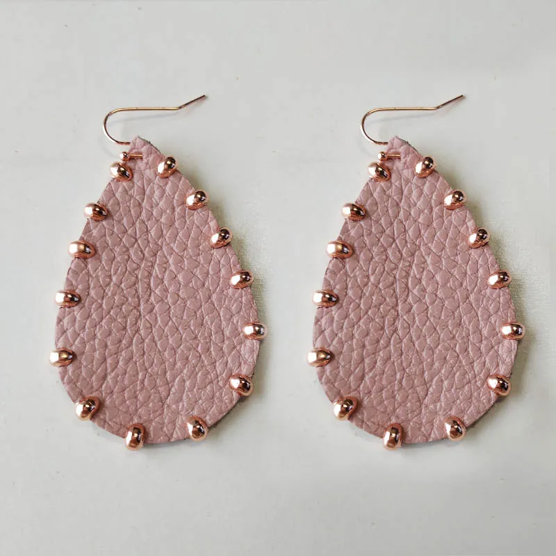 pink JYA тренд капли воды Эффектные серьги для женщин из натуральной кожи каплеобразные серьги модные ювелирные серьги капельки - Окраска металла: pink