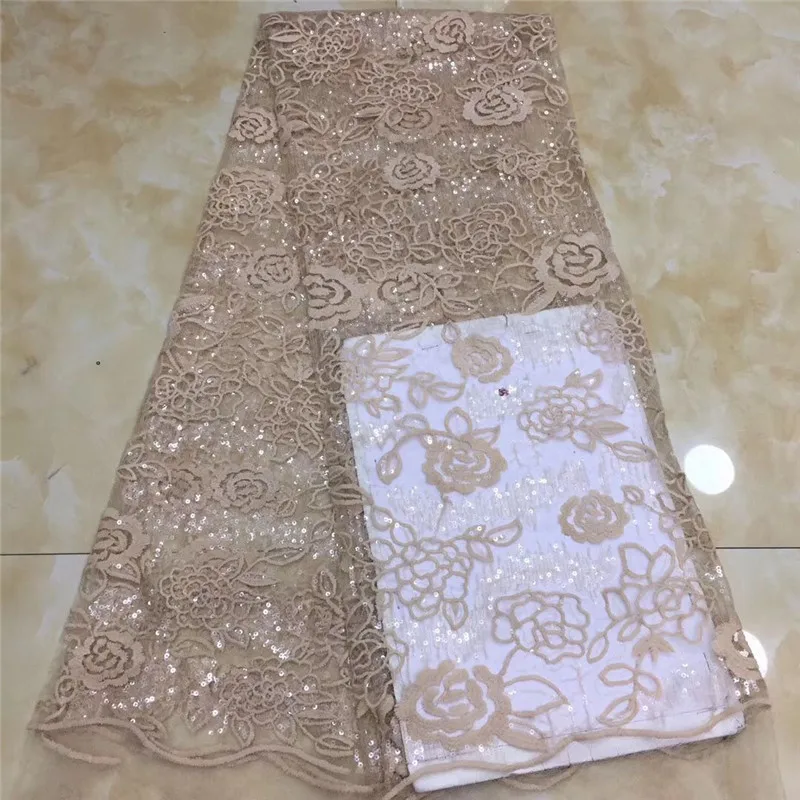 Sky blue Sequins Net Lace Fabric 2020 gold High Quality African Mesh Wedding Bride Dress Sewing Sequined Embroidered Material | Дом и сад