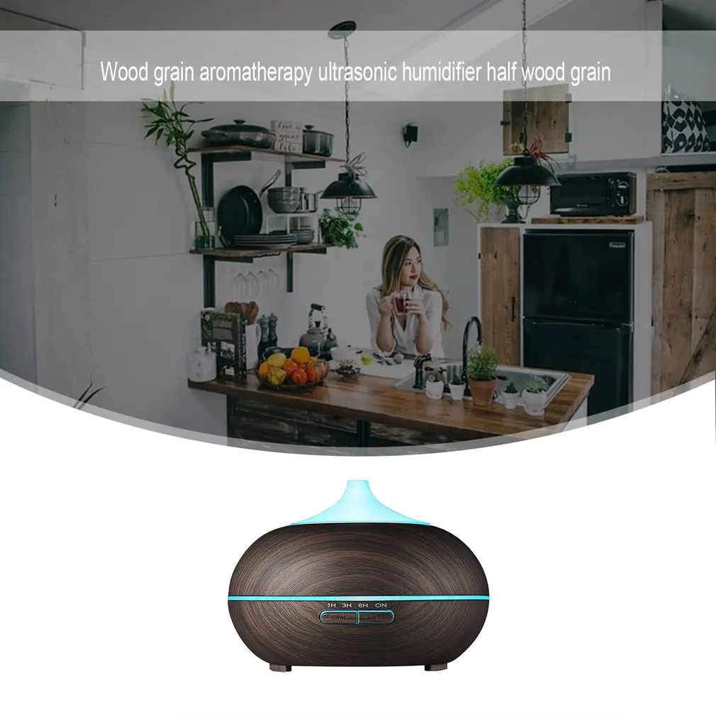 

400ml Aroma Air Humidifier Wood Grain With Remote Control Essential Oil Diffuser Aromatherapy Home Office Electric Mist Maker