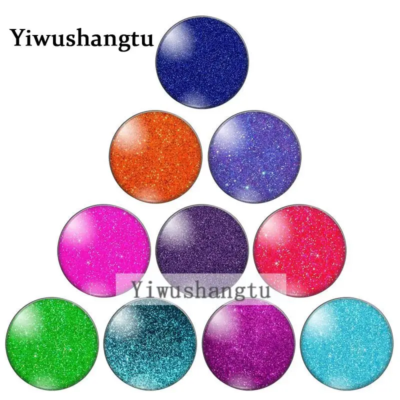 

Красота Блеск Радуга монохроматический цвет 12 мм/20 мм/25 мм/30 мм круглый фото стекло кабошон демонстрация плоская задняя сторона