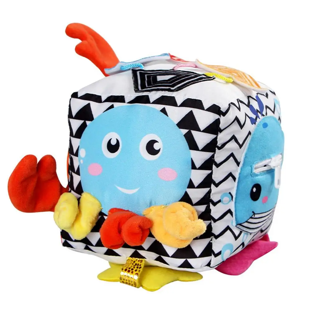 

0-12 Months 6 Sided Activity Cube Toy Soft Baby Plush Rattles Mobiles Toys Crib Stroller Hanging Toys Teether Dice Toy