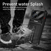 2022 new metal with built in screen protector water proof phone case for iphone 13 12 pro max mini shockproof cover back stand