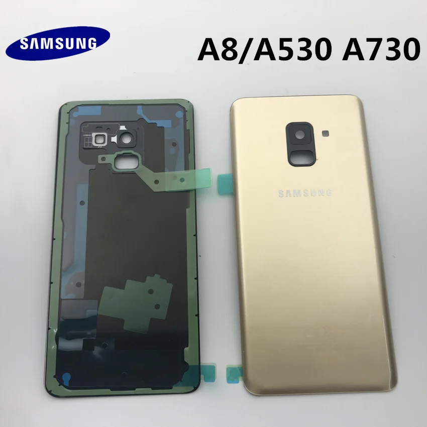 Новинка, для SAMSUNG Galaxy A8, A530, A530F, A8+ plus, A730, Задняя стеклянная крышка для батареи, задняя дверь, корпус, чехол, Задняя стеклянная крышка