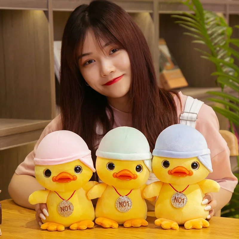 

25cm Cartoon Cute Duck with Hat Plush Toys Sofa Decor Soft Kawaii Animals Dolls Stuffed Baby Pillow for Kids Children Girls Gift