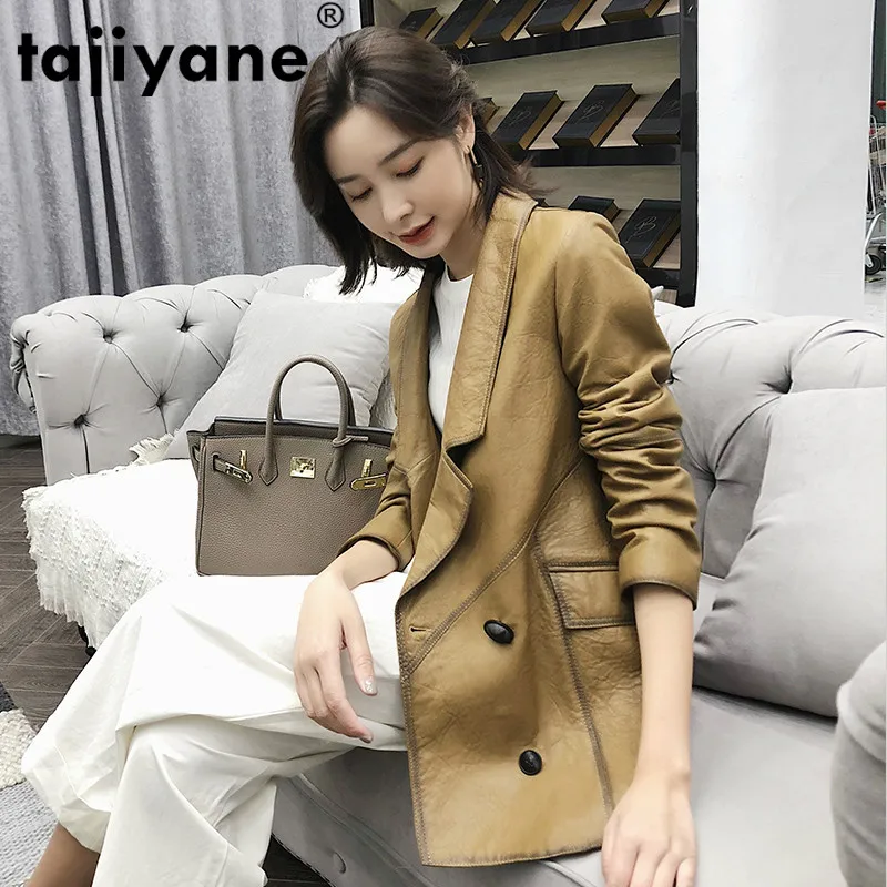 

Женская кожаная куртка Tajiyane, куртка из натуральной овечьей шкуры, зимний жакет, 1816 WPY459