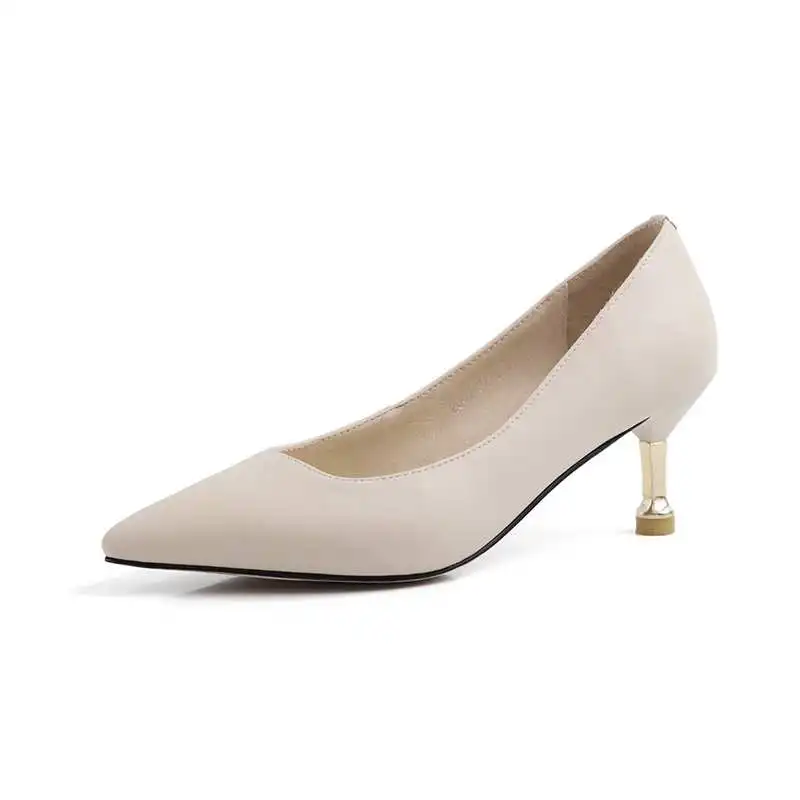 

Krazing pot 2020 sheep leather pointed toe thin high heels European design career lady dress fashion shallow spring pumps L42