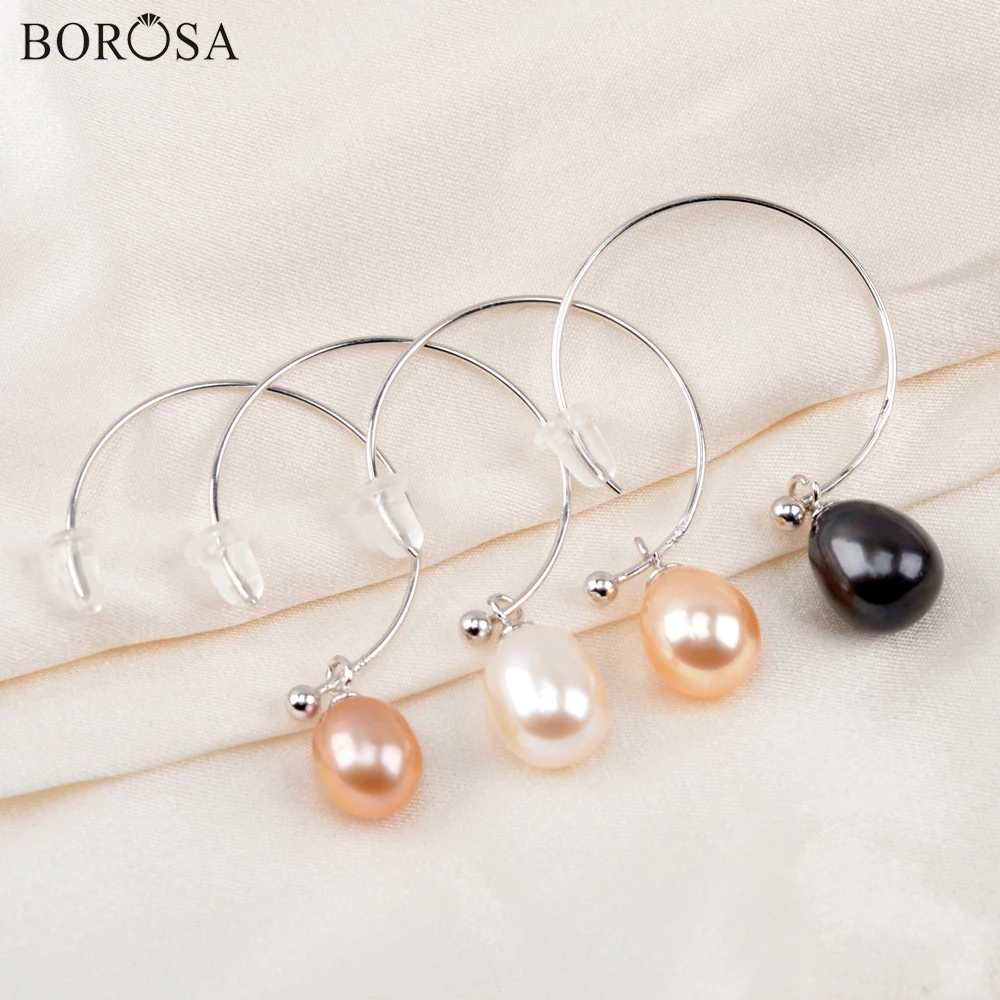 BOROSA ретро серьги с натуральным жемчугом-подвески серебряные цветные большие