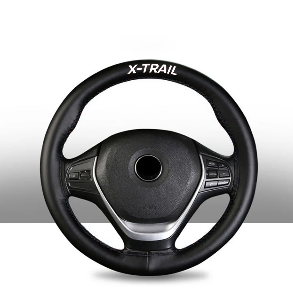 

Оплетенный чехол на руль из натуральной кожи для Nissan X-trail Xtrail, аксессуары для салона автомобиля, 15 дюймов