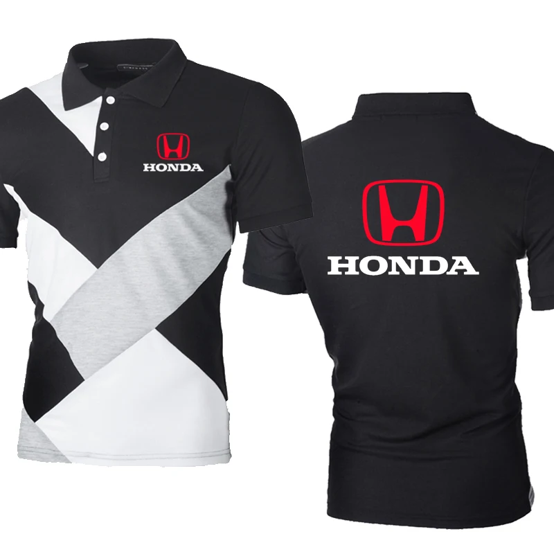 

Men's Polo Shirt Summer new Honda car logo printing Harajuku High Quality Short sleeve cotton Contrast Men's Shirts