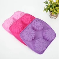 cake mold flower shape 4 cavity easy release soft mooncake mold baking mold cake chocolate baking accessories kitchen bar tool