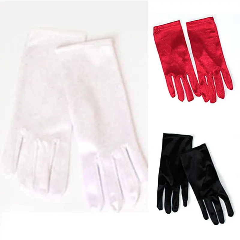 1 пара женские короткие перчатки для танцев выступлений выпускного бала атласные