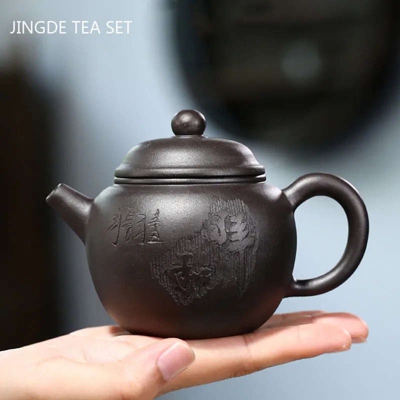 

Authentic Yixing Handmade Tea Pot Purple Clay Teapot Beauty Kettle Raw Ore Black Mud Tea Set Chinese Tea Ceremony Gift 200ml