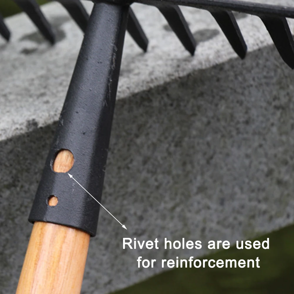 

14Tines Adjustable Durable Yard Without Handle Lawn Portable Home Steel Garden Rake Traditional Soil Hand Tool Cleaning