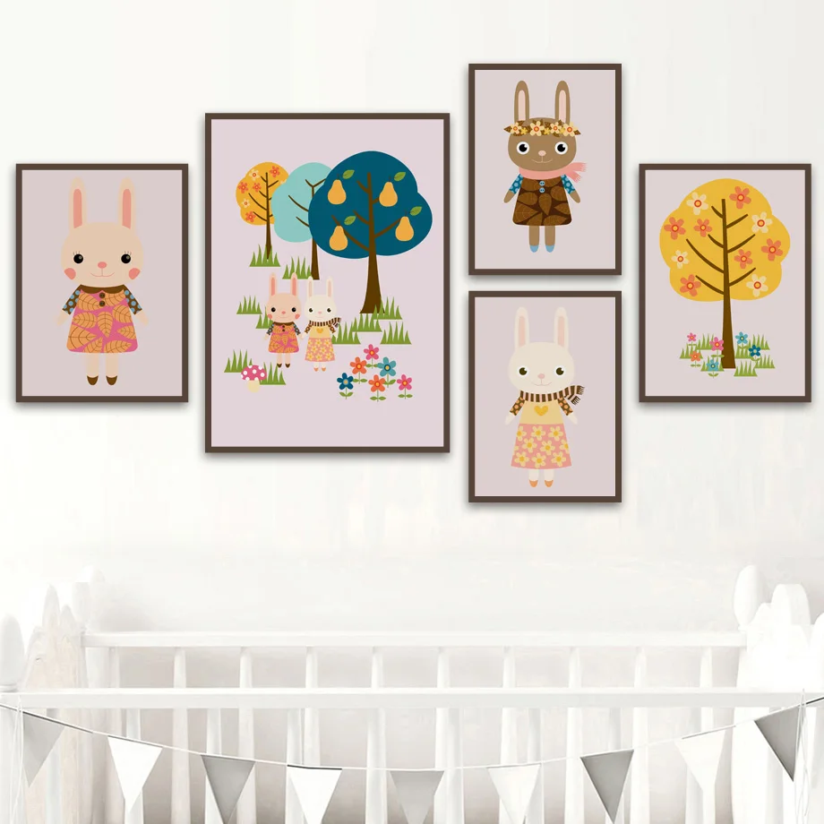 

Cartoon Children's Room Hanging Paintings Living Room Decoration Canvas Painting Waterproof Ink Kids Room Bedroom Wall Art