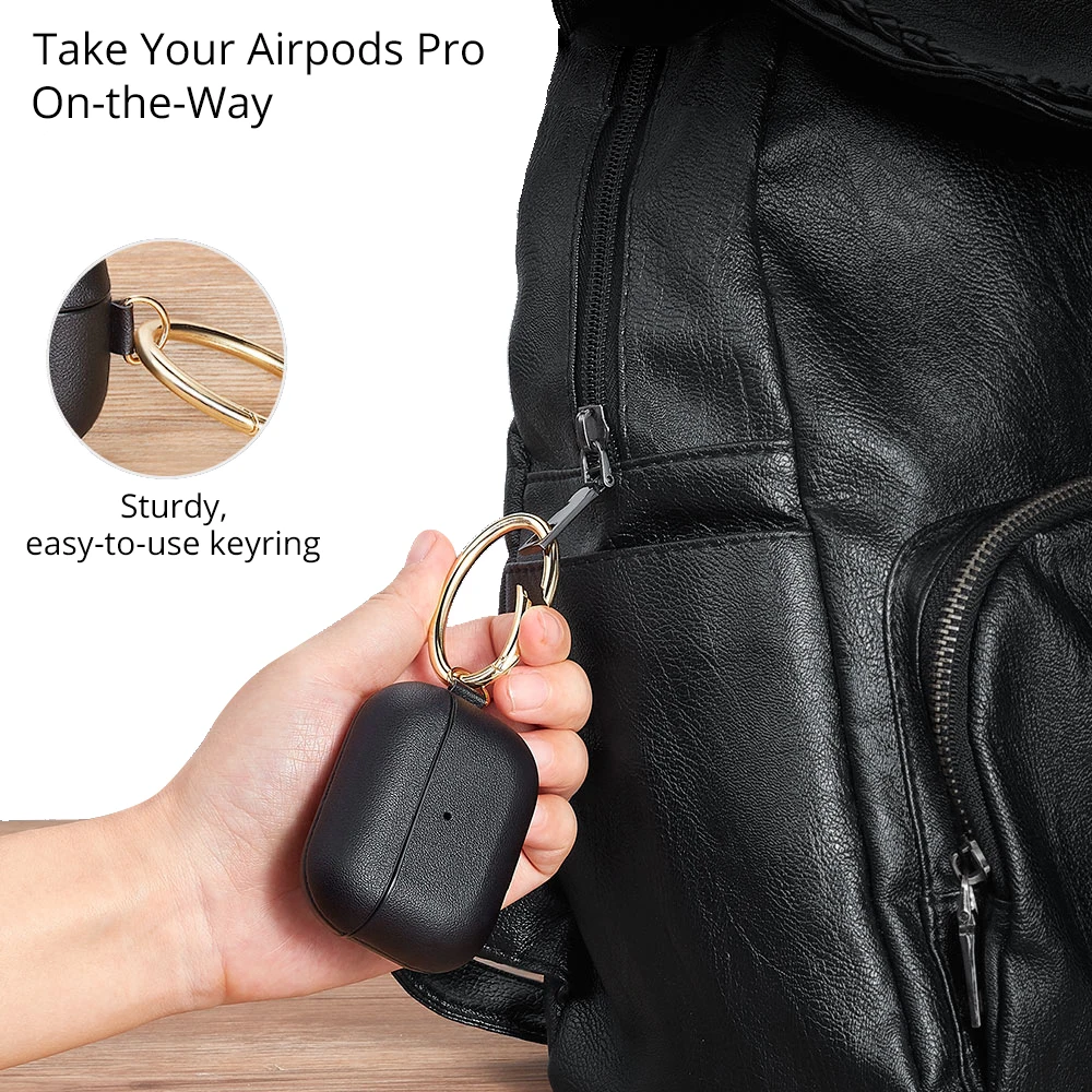 Кожаный чехол Bonola для Airpods Pro, противоударный защитный чехол s для Airpods 3 с чехлом-брелком для наушников Apple