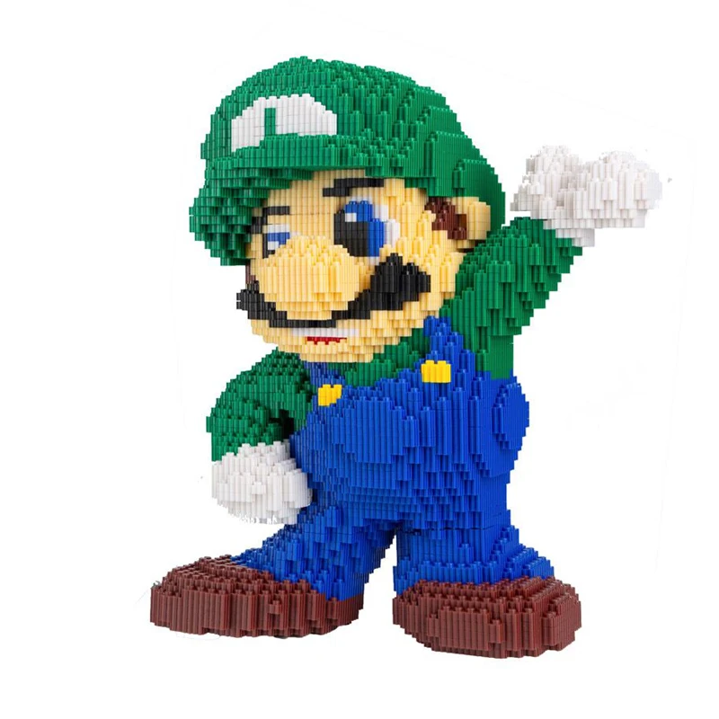 

DUZ 8643 Game Super Marioing Luigi Green Figure 3D Model DIY Mini Building Blocks Bricks Toy for Children 35cm tall no Box