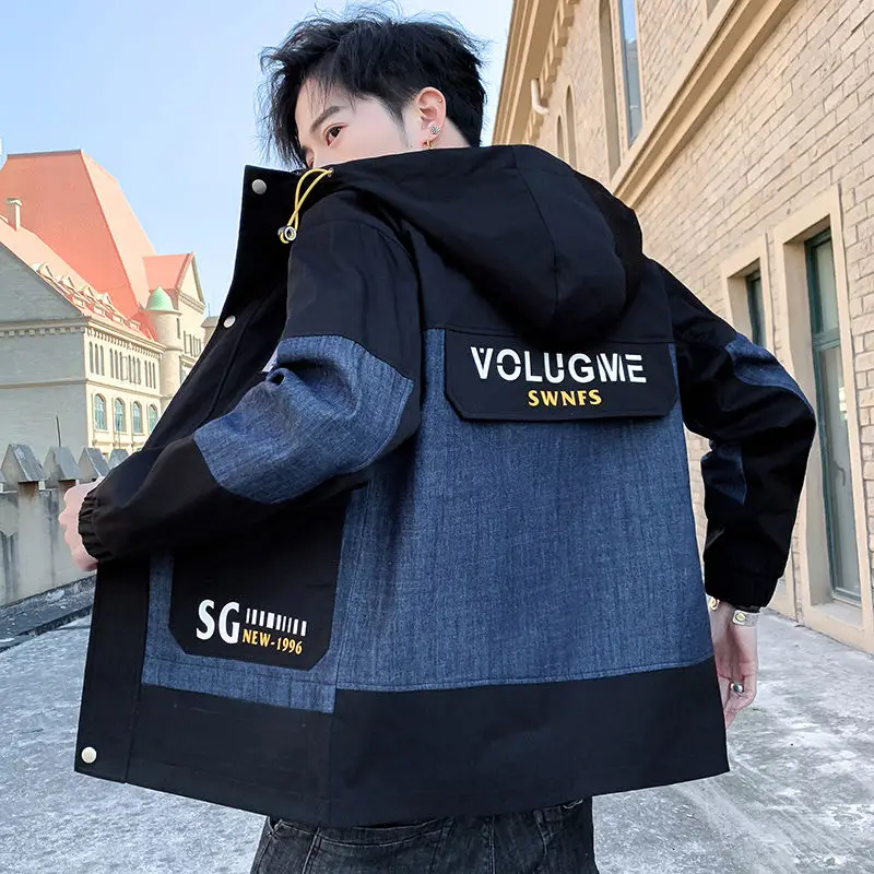 

2020 Spring Zipper Men Jacket Casual Printed pocket Coat Fashion Hooded Male Outwear Slim Fit long-sleeved streetwear Outdoors