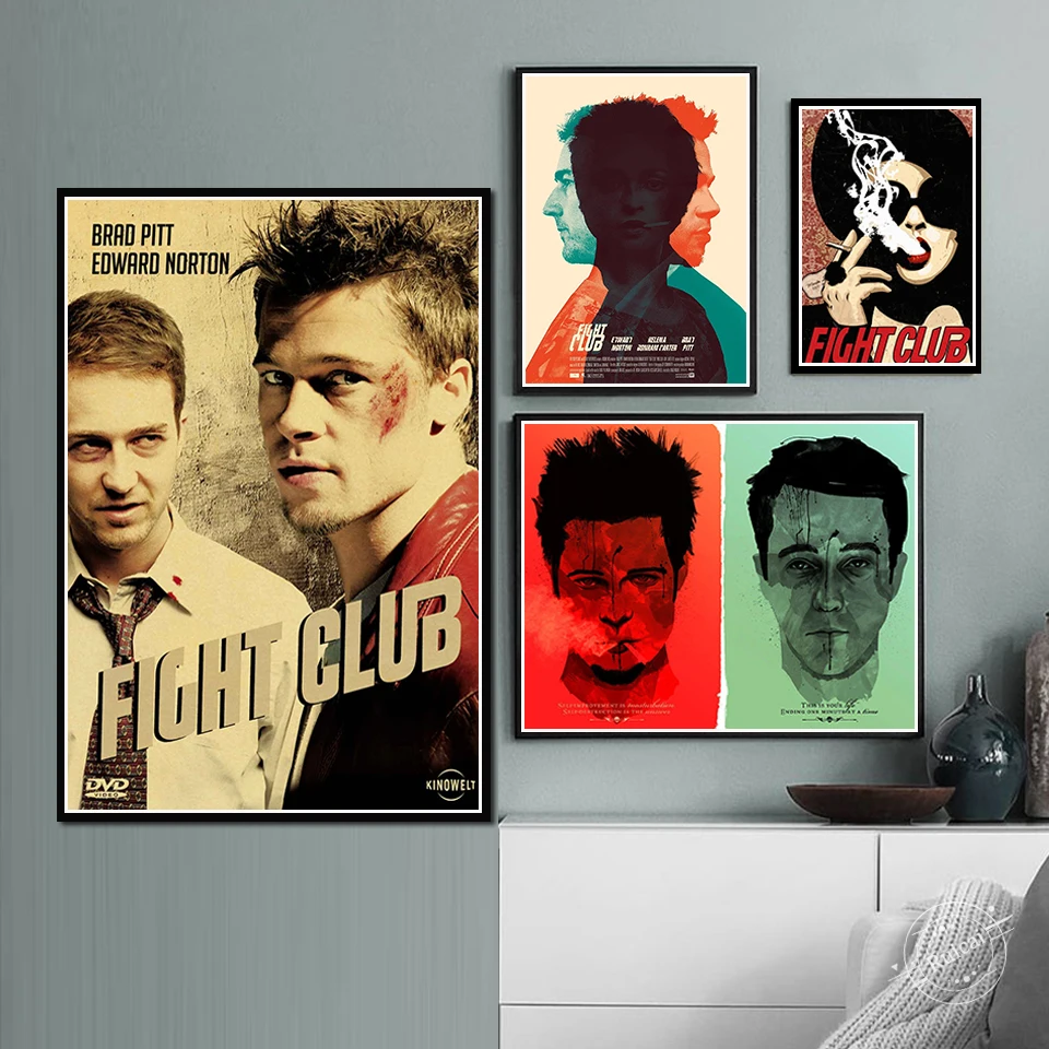 

Classic Movie Fight Club Poster Canvas Art Wall Stickers For Living Room Home Decoration