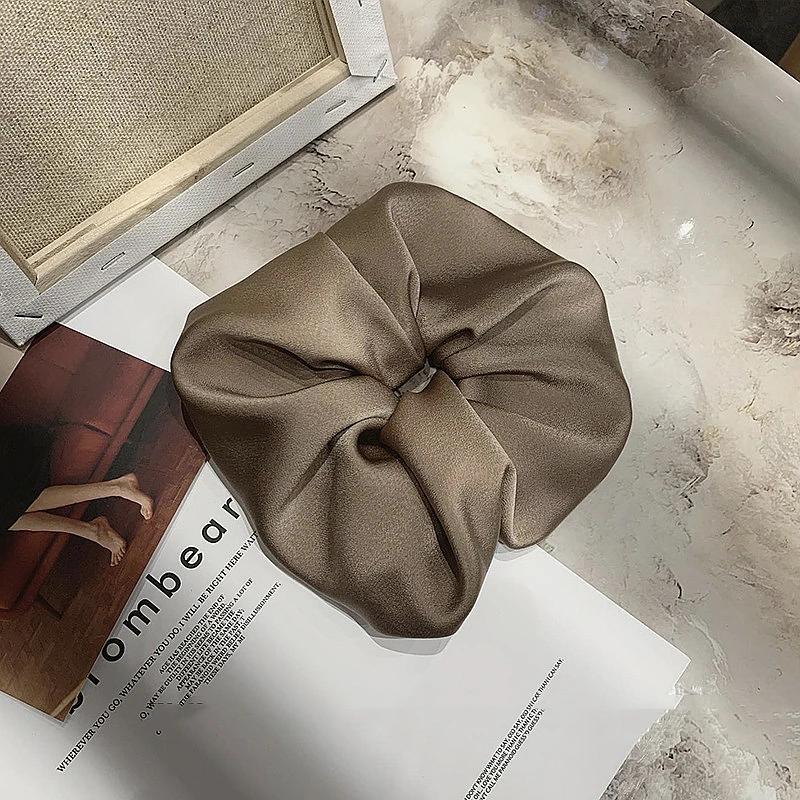 

Temperament Oversize Hair Accessories Ties Scrunchies Satin Silk Solid Color Women Hair Accessories Hair Rope Rubber Bands