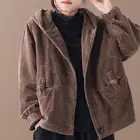 2020 Роскошные корейские Брендовые женские уличные куртки в готическом стиле зимние теплые парки с капюшоном винтажные вельветовые куртки с подкладкой