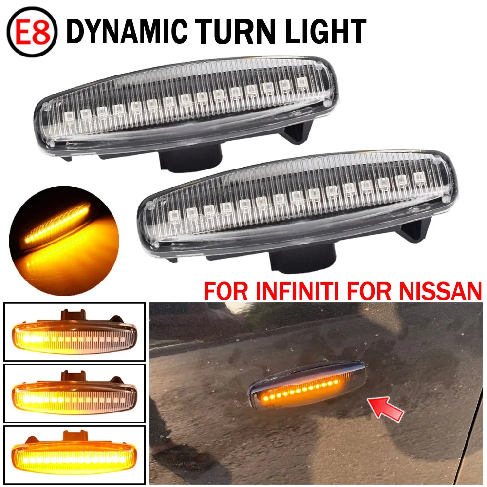 

2Pcs Dynamic Amber LED Side Marker Turn Signal Sequential Blinker Light For Nissan Pathfinder, R52, R52HV, R52R, R52RR