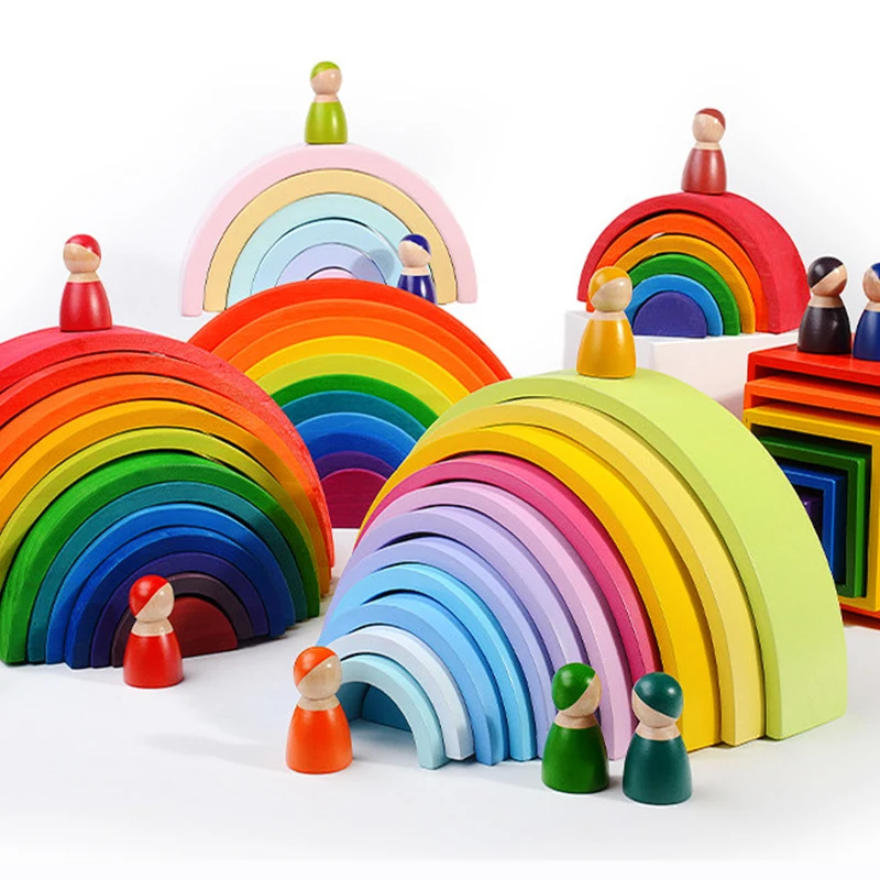 Детские Монтессори деревянные строительные блоки Раннее Образование