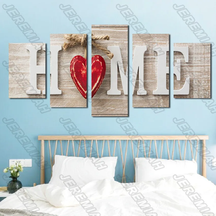 

Red Love Heart and Creative Letter Poster Nordic Style Wall Art Canvas Print Painting Modern Living Room Decoration