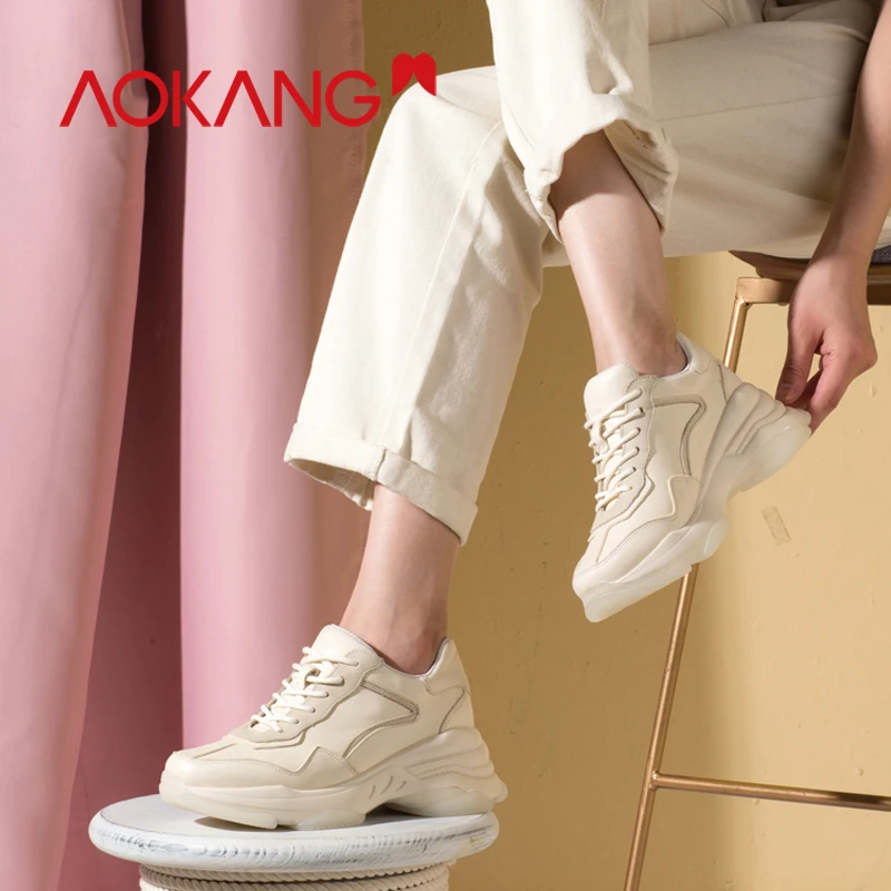 Женские кроссовки на платформе AOKANG повседневные из вулканизированной резины Tenis