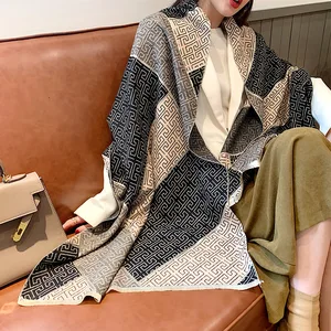 Шарф KOI LEAPING, зимний, женский, двухсторонний, теплый, кашемировый