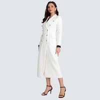 women white long plus size overcoat female casual double breasted button windbreaker jacket coat