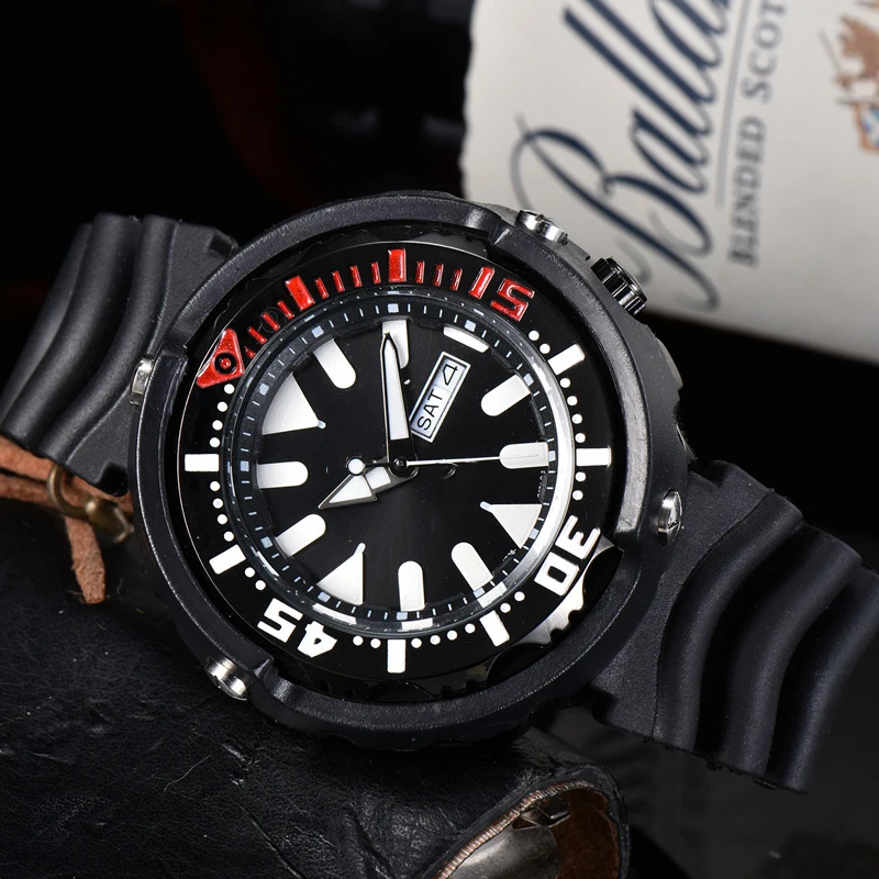 

Classic Brand Men's Wristwatch Fashion Men Quartz Watches Waterproof Rubber Strap Sports Watch Black Montre Homme