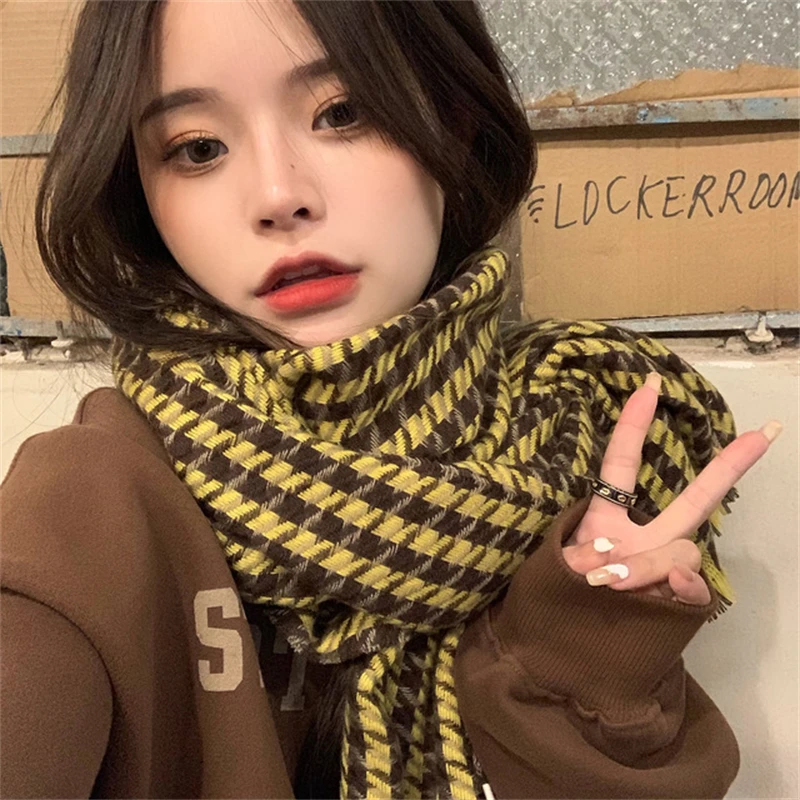 

Scarf 2021 autumn and winter new houndstooth scarf imitation cashmere wild warm jacquard craft bib men and women trend scarf
