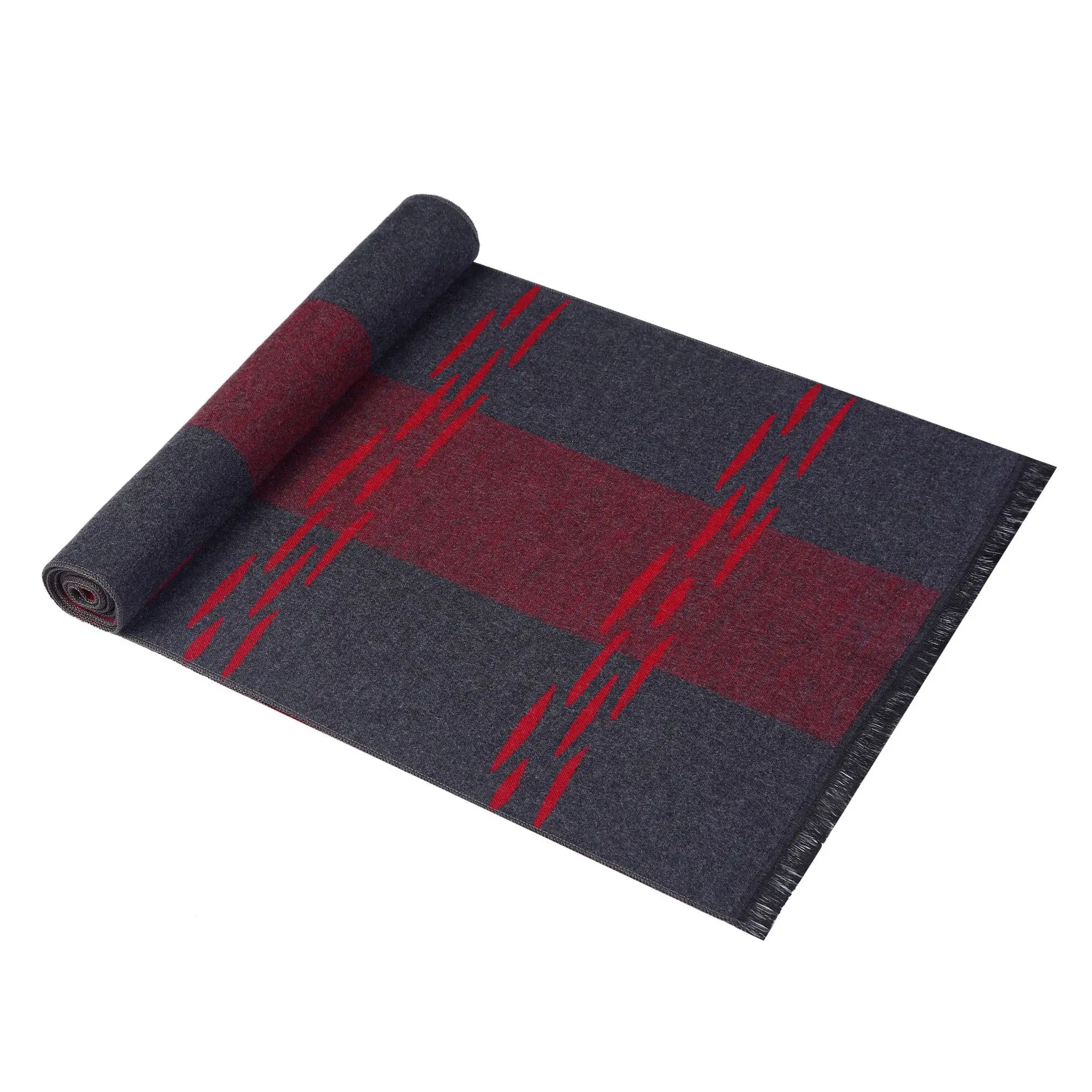 Men's Checked Scarf, Winter Korean Color Matching Warm Imitation Cashmere Scarf, Long Simple Men's Neck