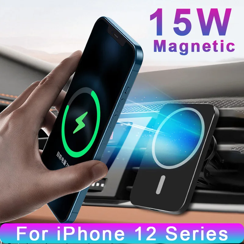 

Newest Magnetic Wireless Car Charger Mount for iPhone 12 Pro Max mini Magsafing Fast Charging Wireless Charger Car Phone Holder