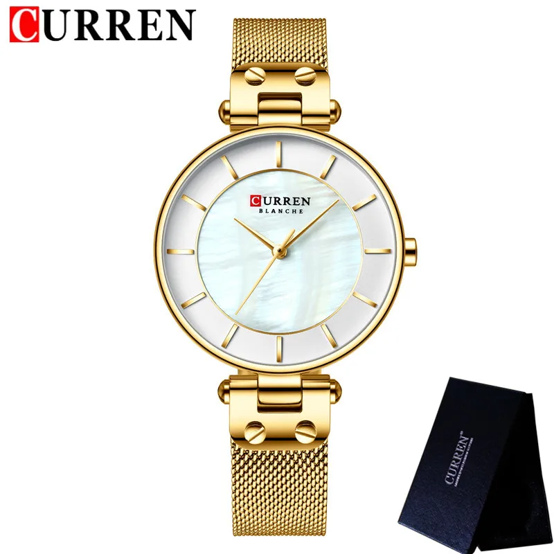 CURREN женские часы Топ бренд класса люкс золотые водонепроницаемые модные сетка