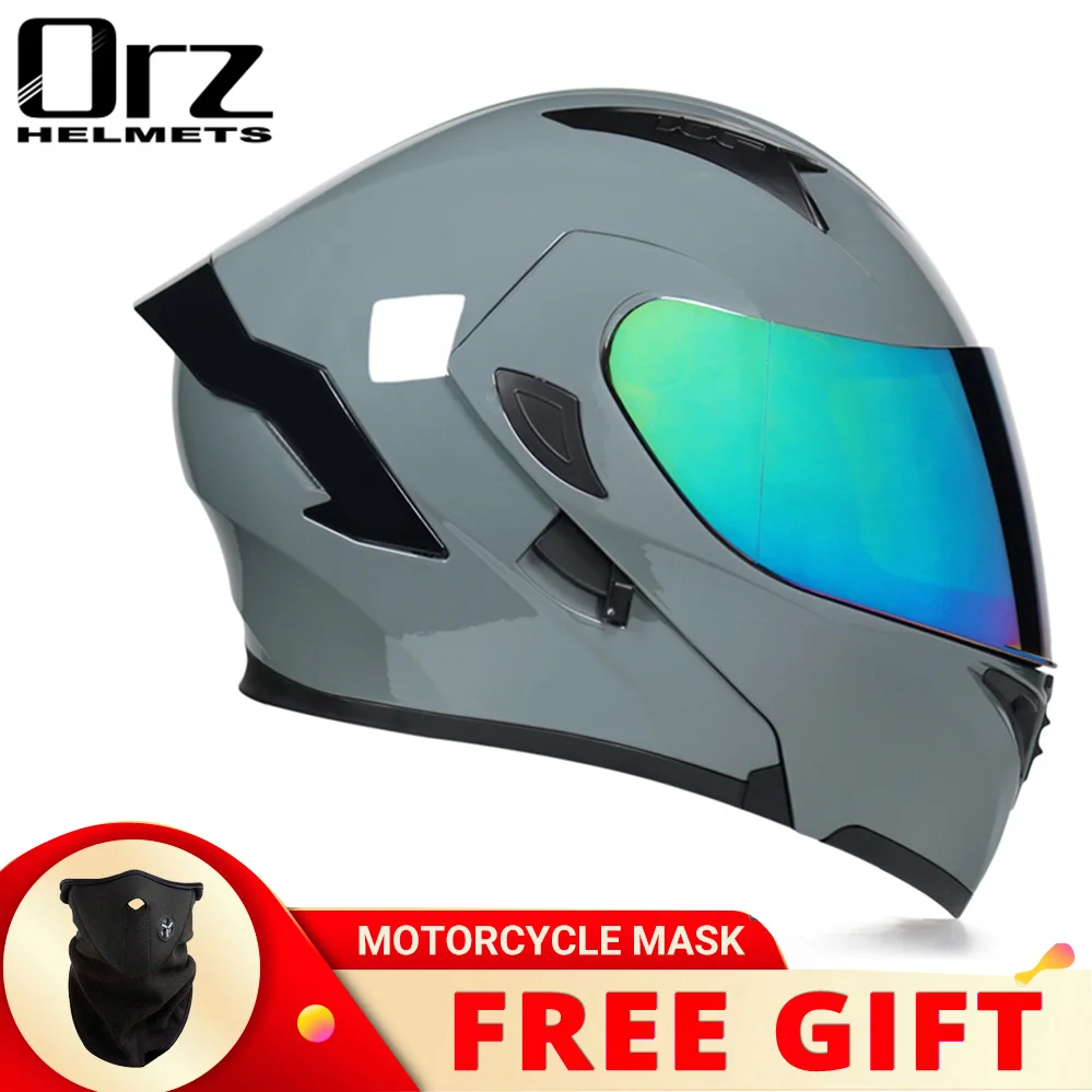 

New Orz Full Face Modular Motorcycle Helmet Men Women Classic Racing Motocross Capacete Flip Up Casque Moto Casco DOT Approved