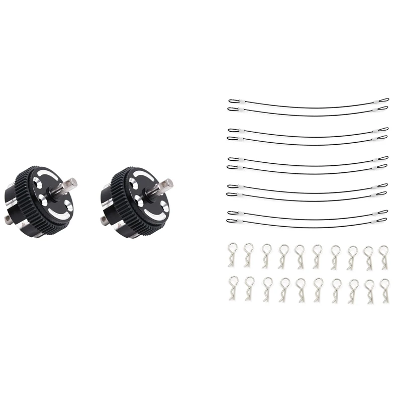 

10Pcs RC Car Body Shell Clips R Pins Anti-Lost Rope With 2Pcs Metal Differential Case Set