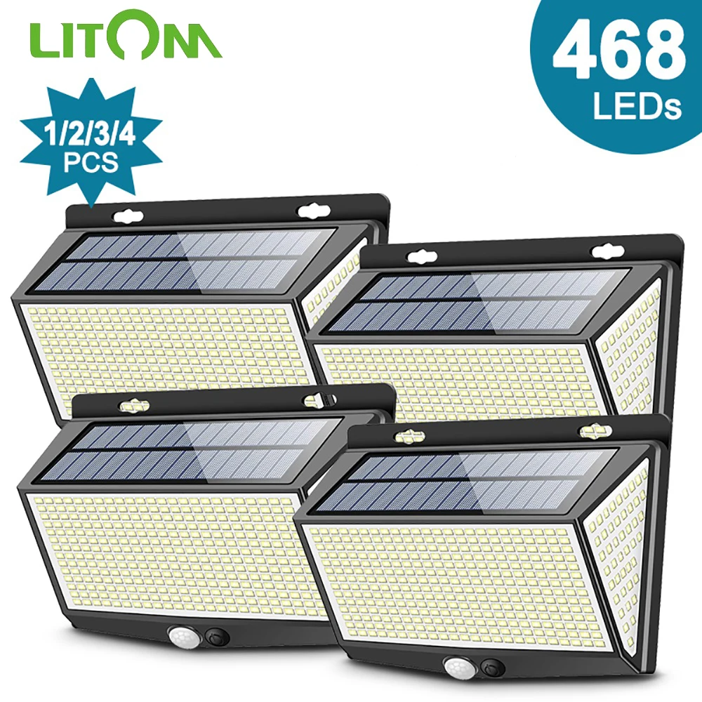 LITOM 468 светодиоды Открытый солнечный светильник s 270 ° Широкий формат IP65