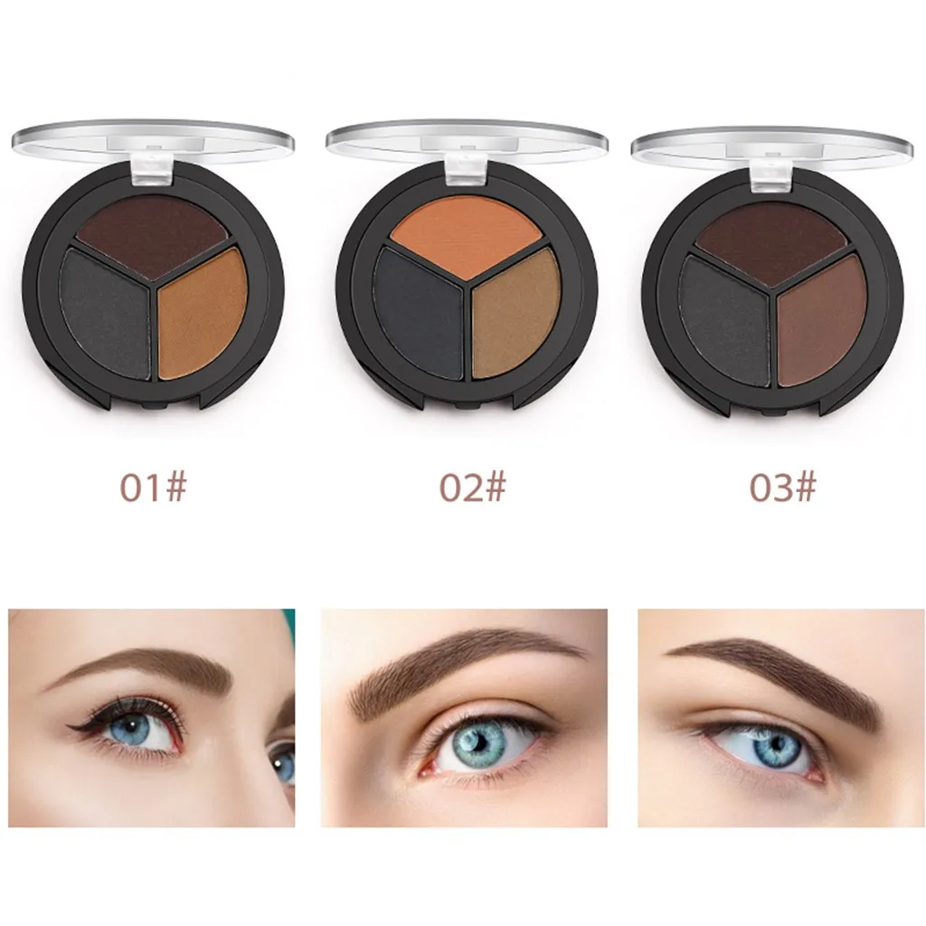 3 цвета пудра для бровей палитра макияжа натуральный коричневый увеличения тени