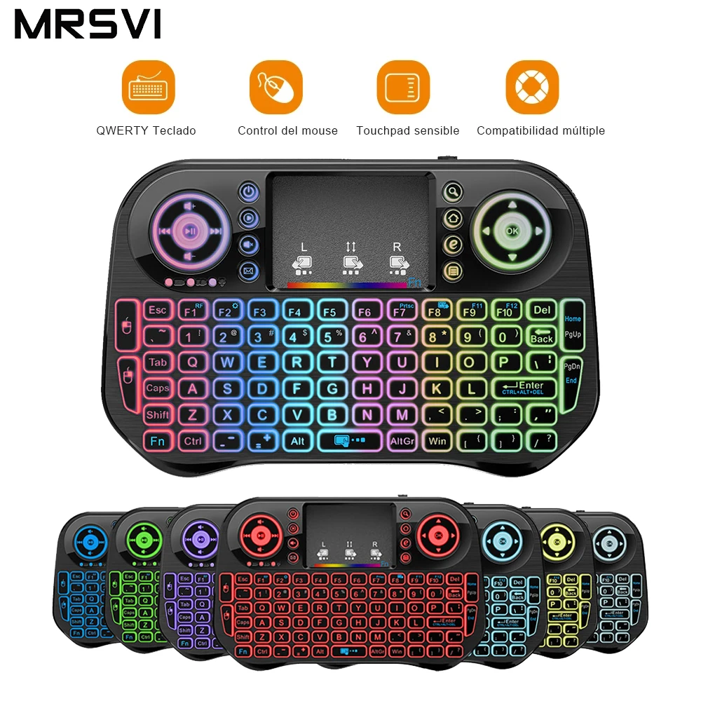 

Mini 2.4G 7 Color Backlit Portable Touchpad Programmable One Hand Gaming And Combo Mobile i8 Upgrade i10 Air Mouse Remote