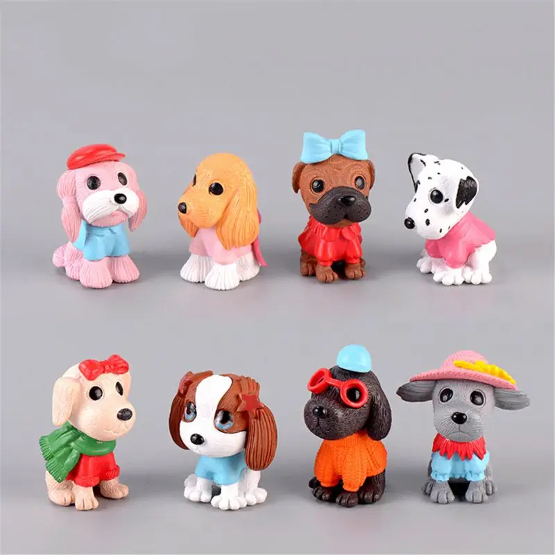 

8pcs Miniature Ornament Fashion Dog Set Decor Fairy Garden Decorations for Home