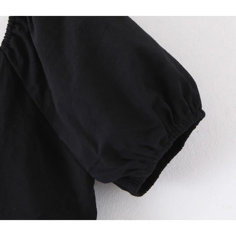 Женское мини платье из смесового хлопка za черное элегантное винтажное