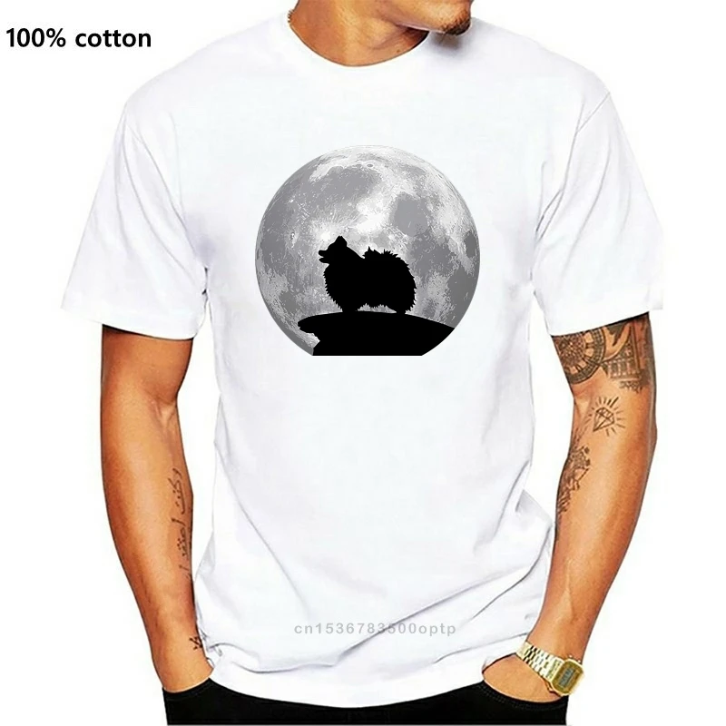 

New 2021 Men Fashion Color Fashion O Neck Casual Pomeranian And Moon T Shirt Pomeranian Dog Costume Casual T Shirt