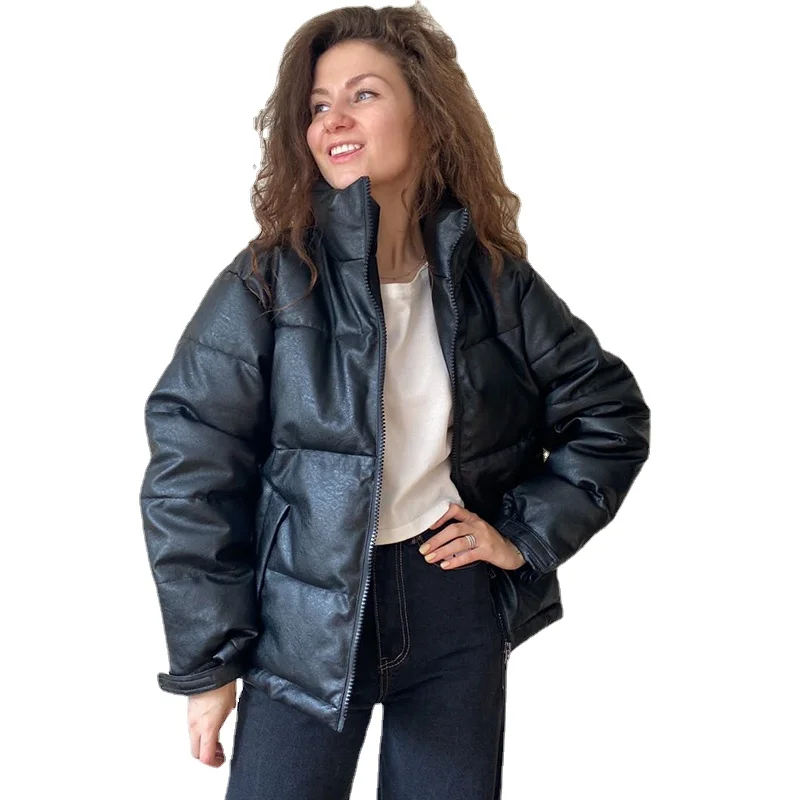 

-20degree Women Winter PU Leather Parkas Coat 2021 Solid Thicken Super Warm Windproof Waterproof jackets snow coat for female