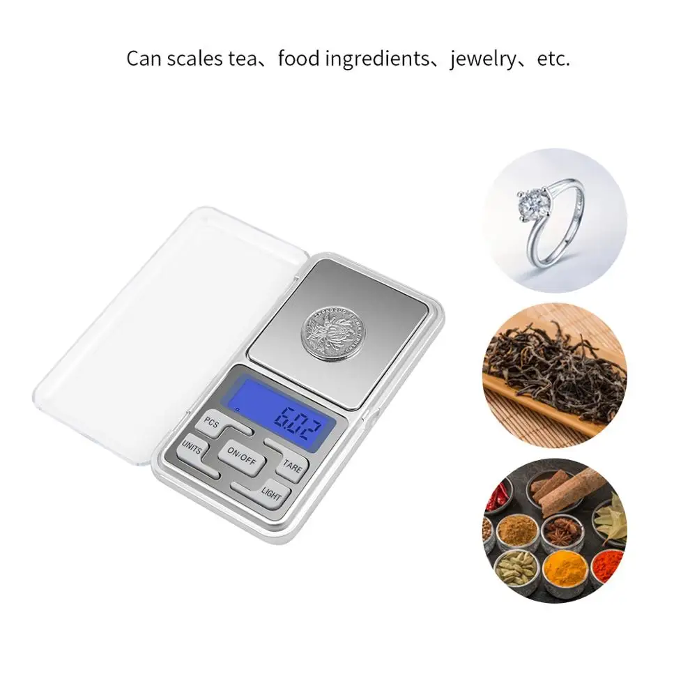 Мини цифровые весы 100/200/300/500g 0 01/0 1 г Высокая точность Подсветка Электрический