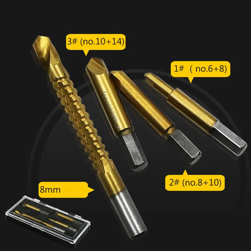 Спиральная пила с титановым покрытием 4 шт. сверло для резки металла дерева